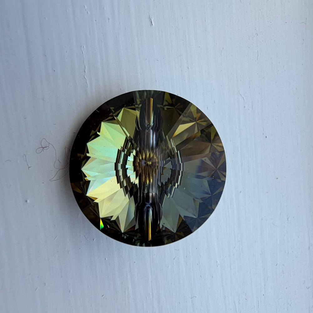 Austrian Crystal‎ Button 23mm Green Gold Iridescent Faceted Sewing Craft